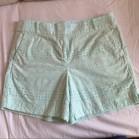 LOFT Pants - LOFT pastel turquoise eyelet shorts.